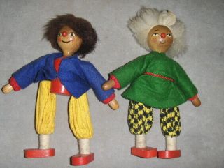 2 Rare Vintage Pranksters Max & Moritz Wilhelm Busch German Toy Wooden Figurines