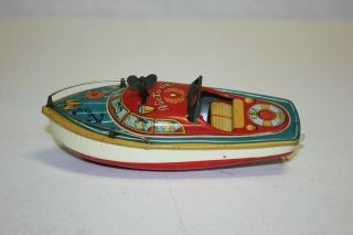 Rare Vintage Asahi Toy Japan Tin Litho Wind Up Victoria Speed Boat Vg Must L@@k