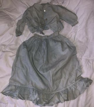 Perfect 3 Pc 19th C Western Dress & Lace Petticoat For Lrg Antique Bisque Doll