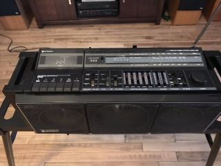 Rare Vintage 80 ' s Hitachi TRK - 7620H AM/FM Cassette Recorder Boombox 5 Speakers 2