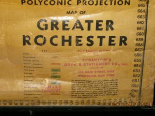 Rare 1950 ' s Era Hearne Bros Polyconic Wall Map of Rochester,  NY - 67 