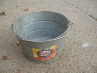 Antique Vintage Dover Galvanized Metal Wash Tub Bucket