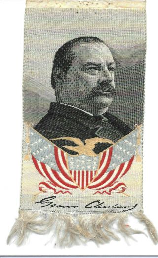 President Grover Cleveland 1888 Rare Woven Silk Campaign Ribbon