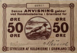 Greenland 50 Ore (1913) P.  12 Vf Rare