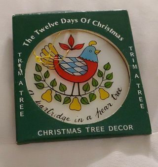 RARE Vtg 12 Days of Christmas Ornaments Made in Hong Kong Hand Painted Glass ' 82 2
