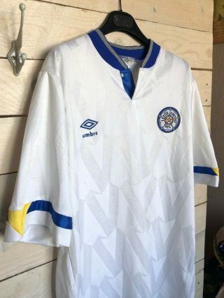 RARE Leeds United 1990 - 1991 home football soccer jersey shirt vintage size L 2