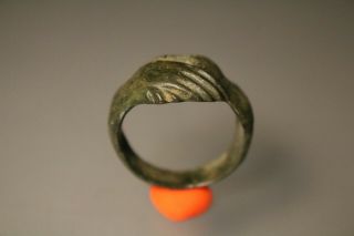 Ancient Fantastic Roman Bronze Ring Handshake 1st - 4th Century Ad