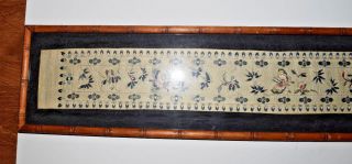 Antique Chinese Silk Embroidery Butterflys & Flowers framed with glass 24 x 6.  5 2