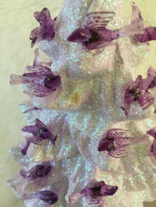 RARE VINTAGE SMALL Ceramic Christmas Tree Lighted - Purple - 7 1/2 