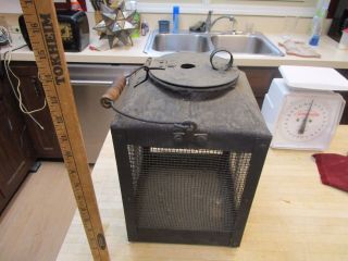 Old Vintage Primitive Metal Custom Made Fishing Cricket Bait Cage Box