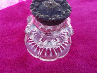 1880 Sampson Mordan & Co London Glass Inkwell with Rare Hinged Crown Cap ENGLAND 2