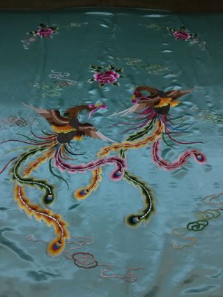 Antiques Chinese Silk Embroidered Wedding Sheet Paino Shawl Tapestry RARE 3