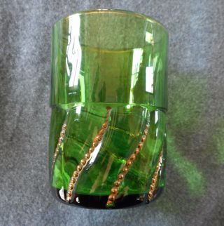 Antique George Duncan & Sons Green W/ Gold Beaded Swirl Water Tumbler