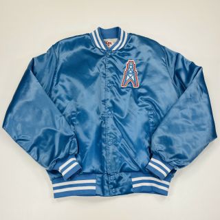 Vintage 80s 90s Houston Oilers Nfl Satin Jacket Size Large Locker Line Usa Rare