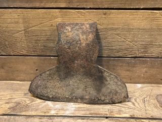 Antique Broad Axe Head 10.  5” Hand Hewn Log Barn Beam Tool Vintage Farm Cabin Old
