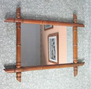 Vintage French Large 24 " X 19.  5 " Faux Bamboo Wood Frame Wall Mirror 61 X 49 Cm
