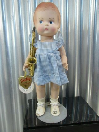 1986 Vintage Effanbee Patsy Doll Saxaphone 14 " Blue Chk Dress X 704
