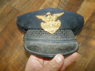 Vintage Antique Obsolete Pa Pennsylvania State Police Uniform Hat W/ Cap Badge