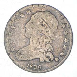 Rare - 1836 Bust Quarter - Great Detail - United States Type Coin 846