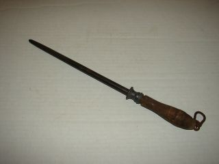 Antique/vintage Sharpening Steel Rod 16 " Wood Handle Knife Sharpener 3