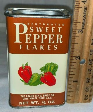 Antique Frank Tea Spice Sweet Pepper Flakes Tin Litho Can Cincinnati Oh Grocery