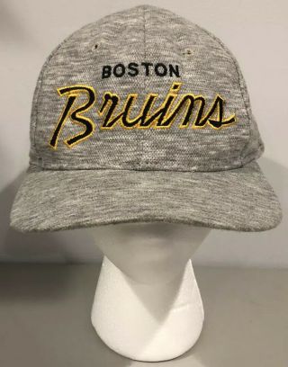Boston Bruins Vintage Sports Specialties Rare Grey Gray Script Snapback Hat Cap