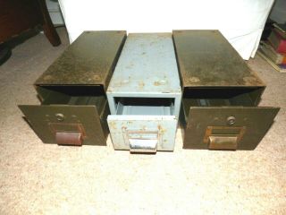 2,  Vintage / Retro Industrial Metal Filing Cabinets,  Card Index Drawers