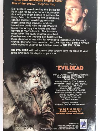 Rare Box 1998 Evil Dead VHS Sam Raimi Bruce Campbell Digitally mastered 3