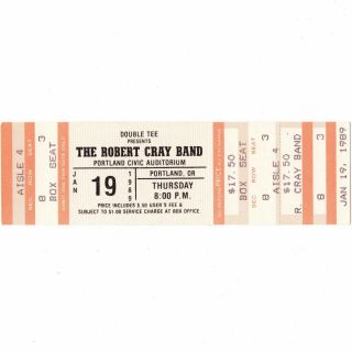 Robert Cray Band Concert Ticket Stub Portland Or 1/19/89 Civic Auditorium Rare