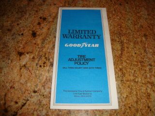 Rare Vintage Limited " Goodyear " Tire Adjustment Policy - Akron,  Ohio