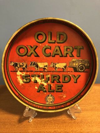 Old Ox Cart Sturdy Ale Beer Tray.  1930’s 12”rare And Hard To Find