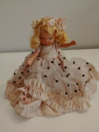 Vintage 5 " Nancy Ann Storybook Doll Bisque Jointed Orig Stand Cinderella Look