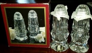 Bohemia Glass 24 Lead Crystal Clear Salt & Pepper Shakers Nib