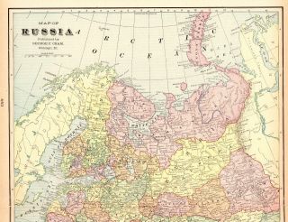 1901 Antique Map Of Russia Vintage Russia Map Gallery Wall Art 5573