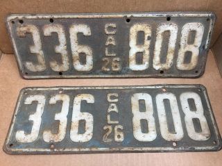 1926 Dmv Clear Rare• (california) 336 808 License Plate - Vintage -