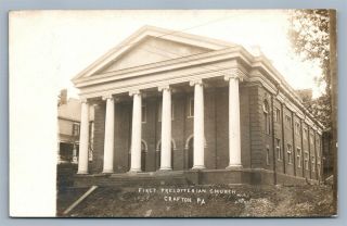 Crafton Pa First Presbyterian Church Antique Real Photo Postcard Rppc