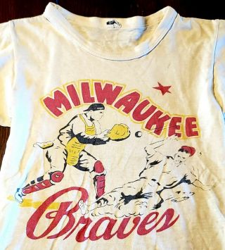 Vintage 40s Milwaukee Braves T Shirt Rare Baseball Top Xs,  Sm