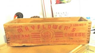 Mayflower ' s Cream Cheese Boston Mass Wood Wooden Box PRIMITIVE 2