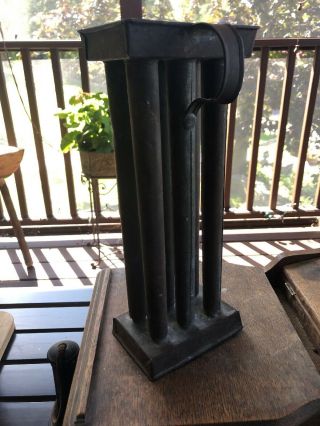 Antique Early 1900’s Tin Metal 6 Hole Taper Candle Mold Candlemaking Tall