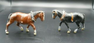 2 Rare Vintage Metal Marked Britains Ltd England Horse Figurines