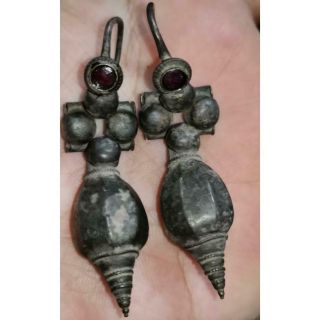 100 Ad Rare Solid Silver Wonderful Lovely Earings With Garnet Stone 55