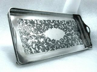 1921 Antique Deco Footed Chased Ornate Galley Footed Cocktail Martini Tray