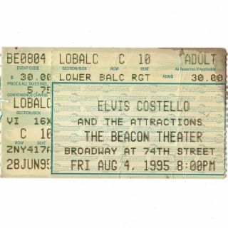 Elvis Costello & They Might Be Giants Concert Ticket Stub Nyc 8/4/95 Beacon Rare