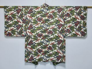 Japanese Kimono Silk Semi - Antique Haori / Phoenix / Silk Fabric /26