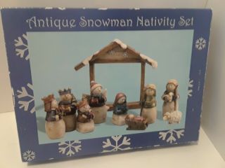 Antique Snowman Nativity Set - 10 Piece Set