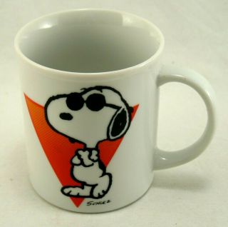 True Vintage Peanuts Snoopy Joe Cool Ceramic Coffee Cup Mug Rare Euc Schulz