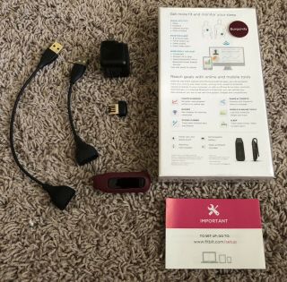Rare Fitbit One Wireless Activity Plus Sleep Tracker,  Burgundy W/ Charger