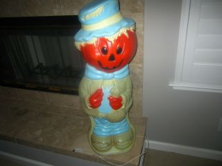 Rare Vintage 33 " Scarecrow W/jack - O - Lantern Head Halloween - Plastic - Large
