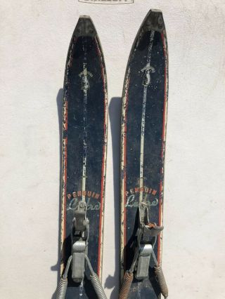 Rare VIntage Youth Penguin Cross Country Skis with Cable Bindings.  Navy Blue. 3