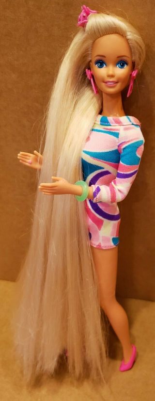 Vintage 1991 Totally Hair Barbie Doll & Outfit With Hair Restyled